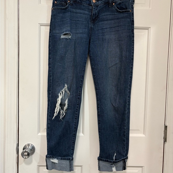 Celebrity Pink DistressedJeans Straight Leg Size 9 Cropped Ankle Cuffed Ripped - Picture 1 of 12